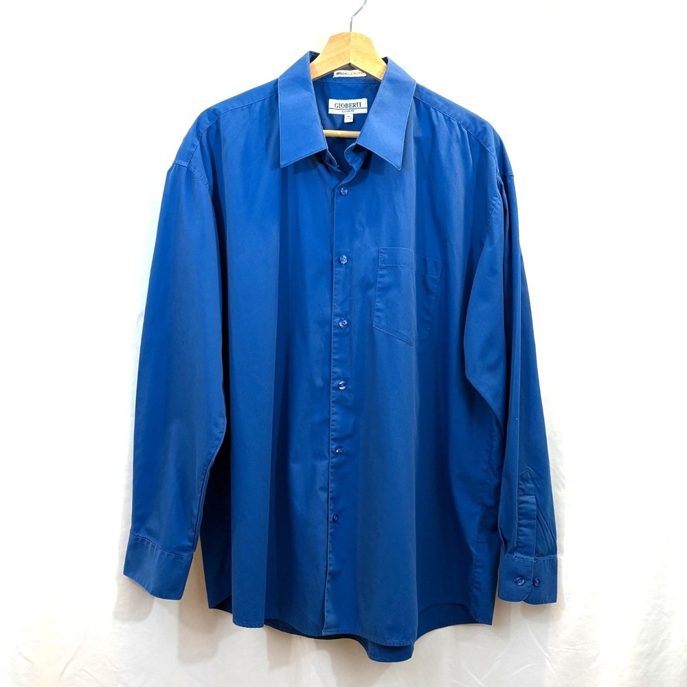 Gioberti Single Needle Tailoring Men's Blue Classic Fit Dress Shirt, XL